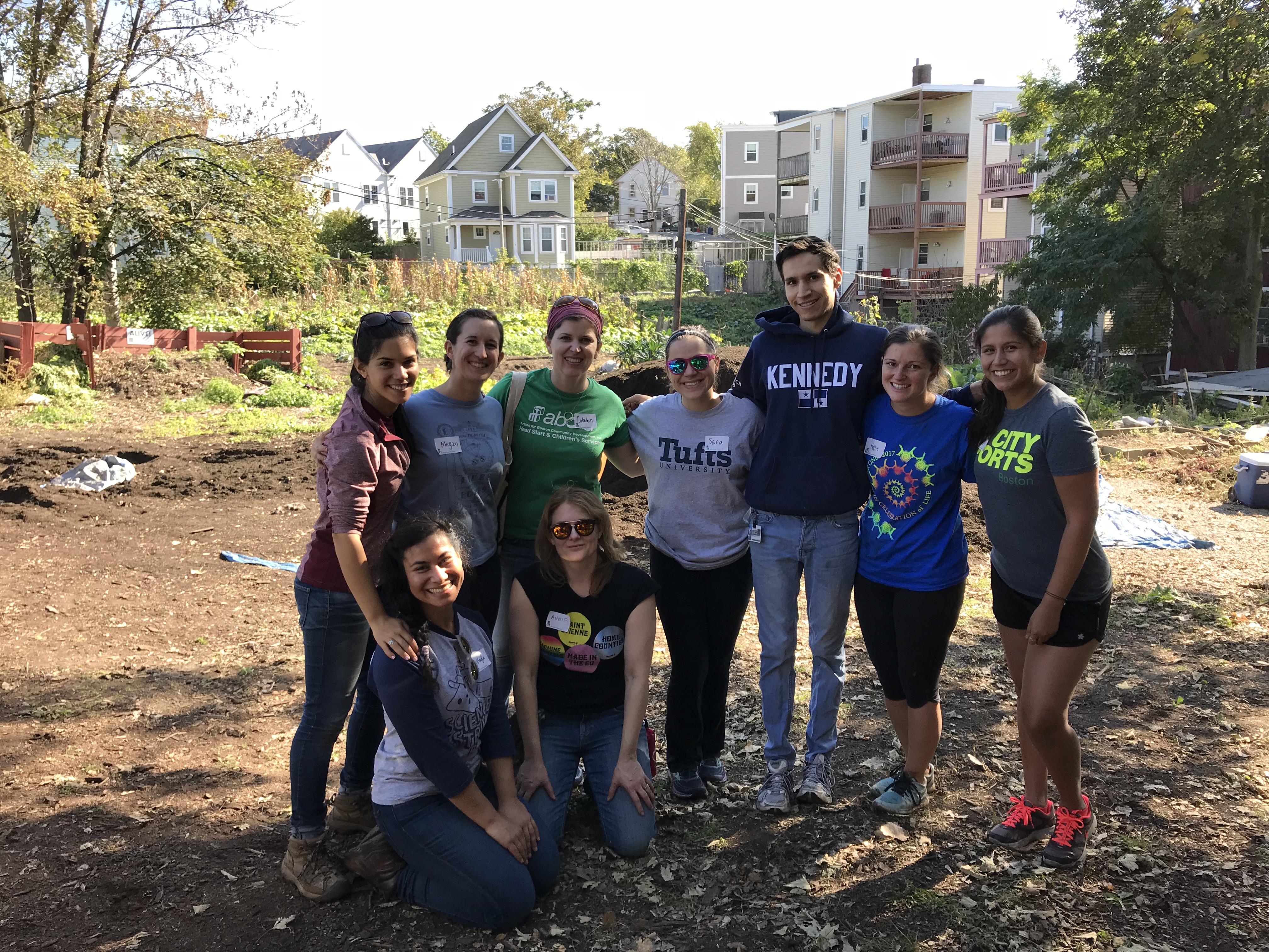Volunteers from the Friedman School's Social Justice, Inclusion, and Diversity Committee at The Food Project in October 2017